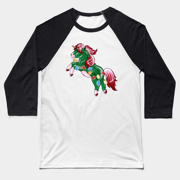 Xmas Unicorn Baseball T-Shirt by Huldra Tattoo